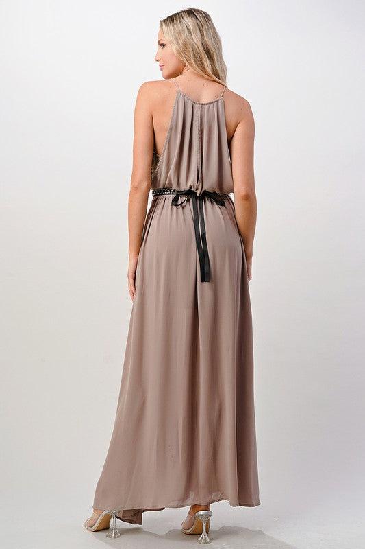 Pleated Cami Chiffon Maxi Dress - Lucianne Boutique