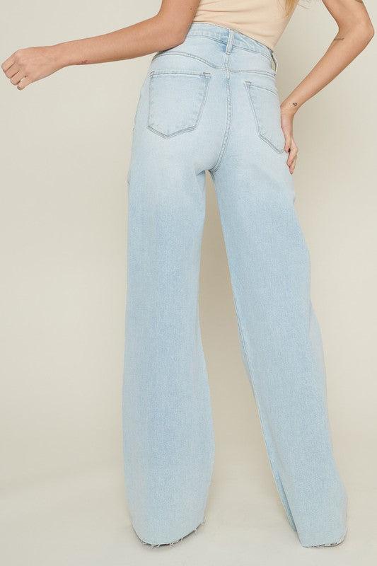 Distressed Wide Leg Jeans - Lucianne Boutique