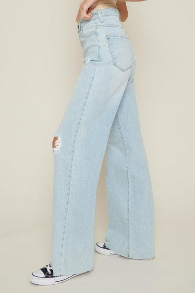 Distressed Wide Leg Jeans - Lucianne Boutique