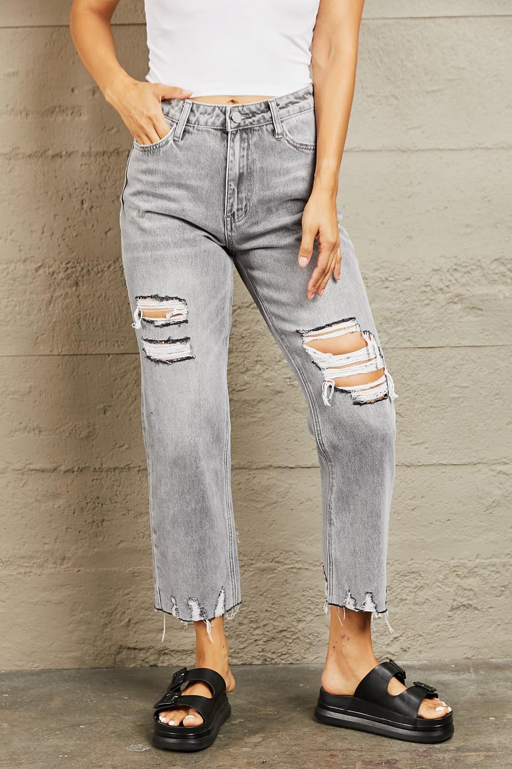 BAYEAS High Waisted Cropped Mom Jeans - Lucianne Boutique