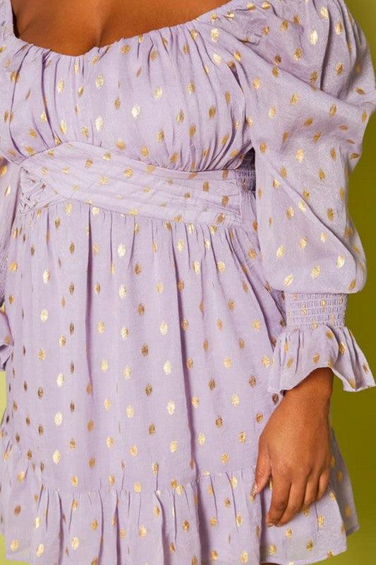 Plus Size Polka Dot Off Shoulder Mini Dress - Lucianne Boutique