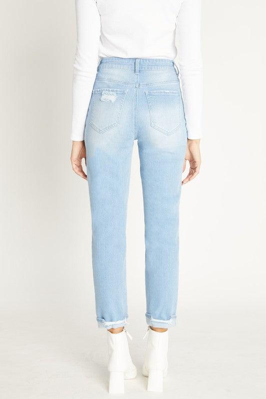 Super high rise destructed mom jeans - Lucianne Boutique
