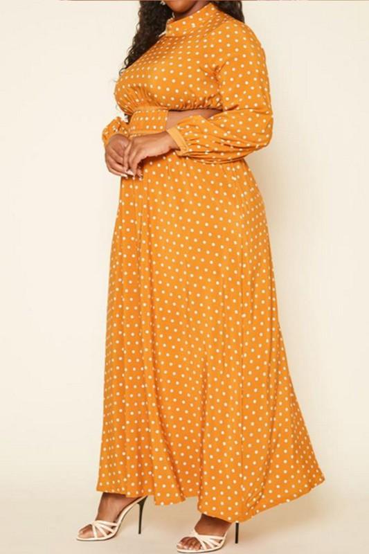 Plus Size Polka Dot Flare Maxi Dress - Lucianne Boutique