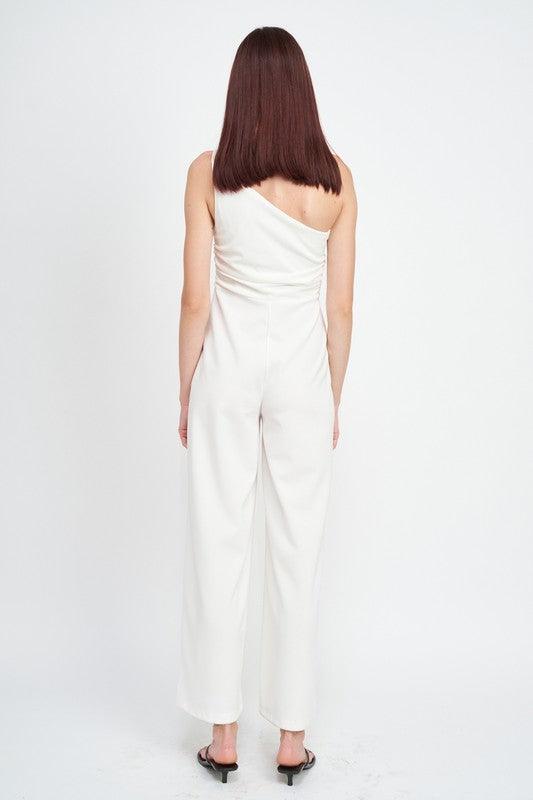 WIDE LEG ONE SHOULDER JUMPSUIT - Lucianne Boutique