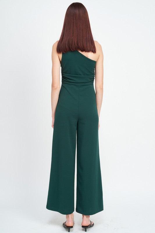 WIDE LEG ONE SHOULDER JUMPSUIT - Lucianne Boutique