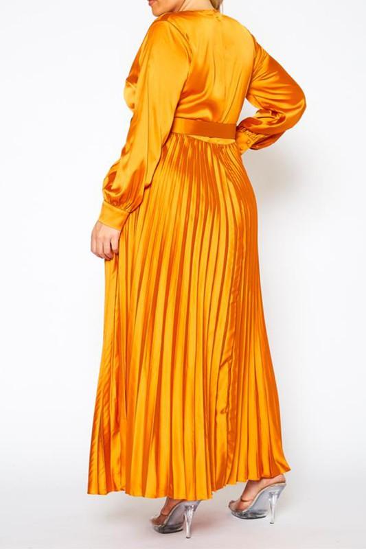 Plus Size Pleated Maxi Flare Dress - Lucianne Boutique