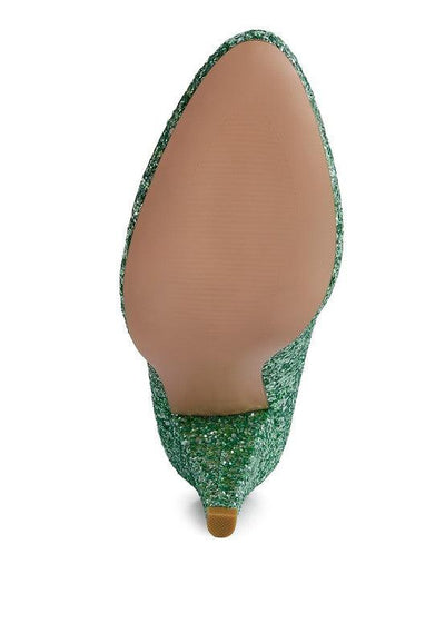 Sugar Plum Glitter Conical Heel Pumps - Lucianne Boutique