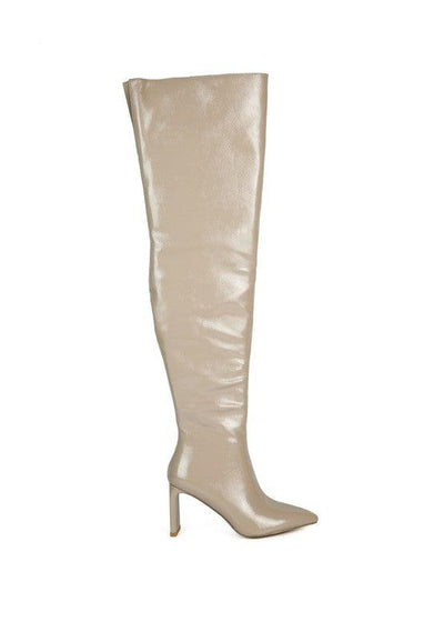 Minkles Patent Pu Statement Block Heel Long Boots - Lucianne Boutique
