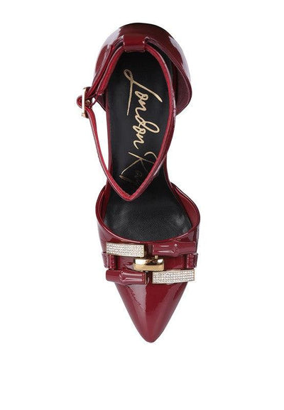 Mocktail Diamante Buckle Patent Stiletto Sandals - Lucianne Boutique