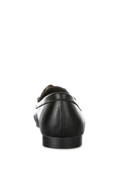 Chunky Metal Chain Faux Leather Loafers