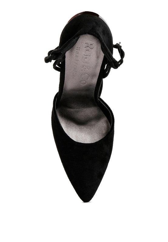 RULE BREAKER Black Lace Up Stiletto Sandals - Lucianne Boutique