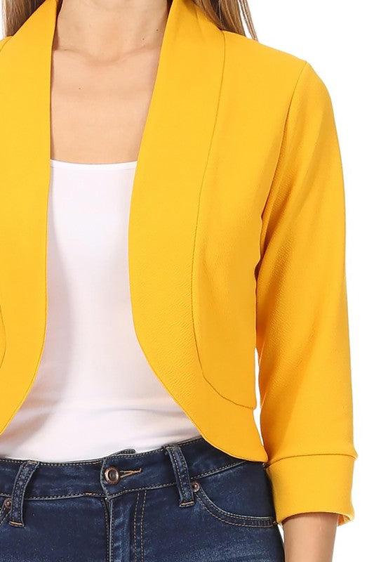 Solid, waist length, collarless blazer cardigan - Lucianne Boutique