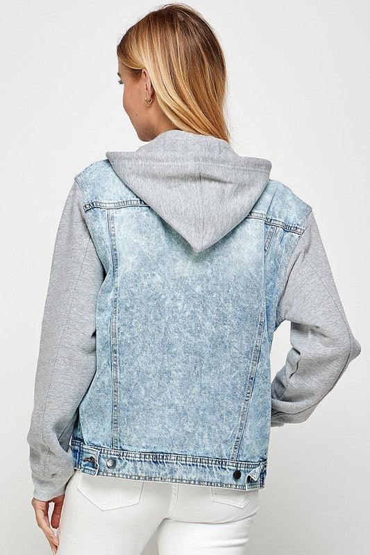 Women's Denim  Jacket with Fleece Hoodies - Lucianne Boutique
