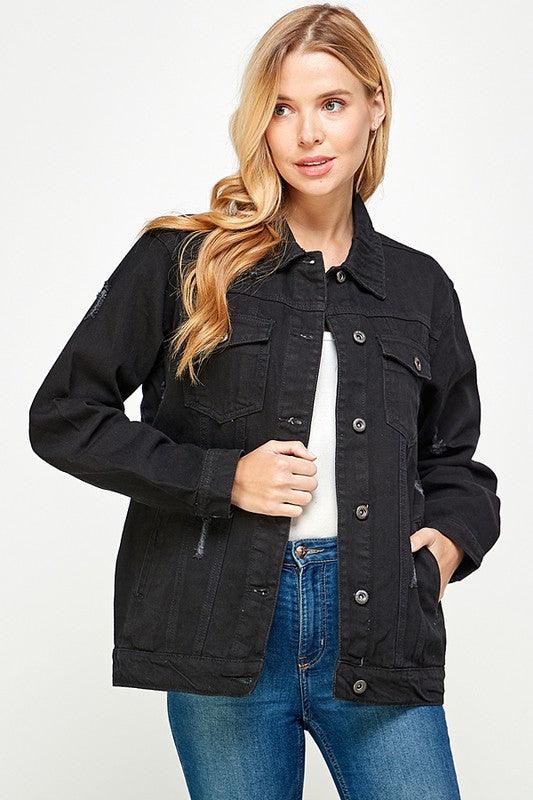 Women's Denim  Jacket with Fleece Hoodies - Lucianne Boutique