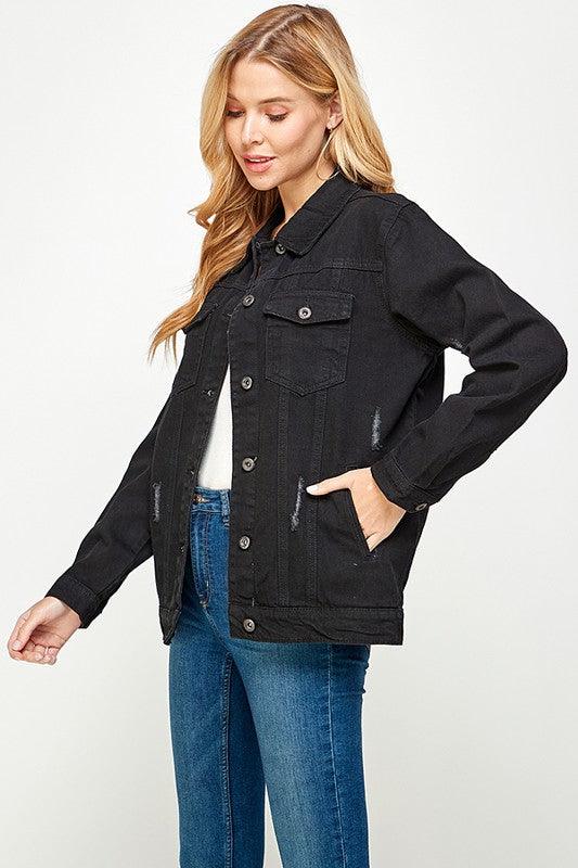 Women's Denim  Jacket with Fleece Hoodies - Lucianne Boutique