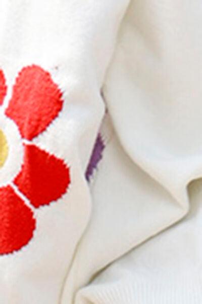 Flower Pattern Open Front Long Sleeve Cardigan - Lucianne Boutique