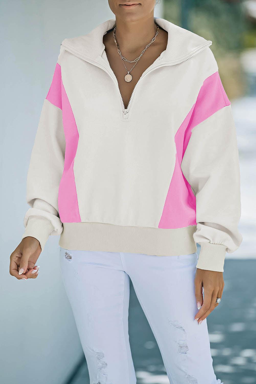 Color Block Quarter-Zip Sweatshirt - Lucianne Boutique