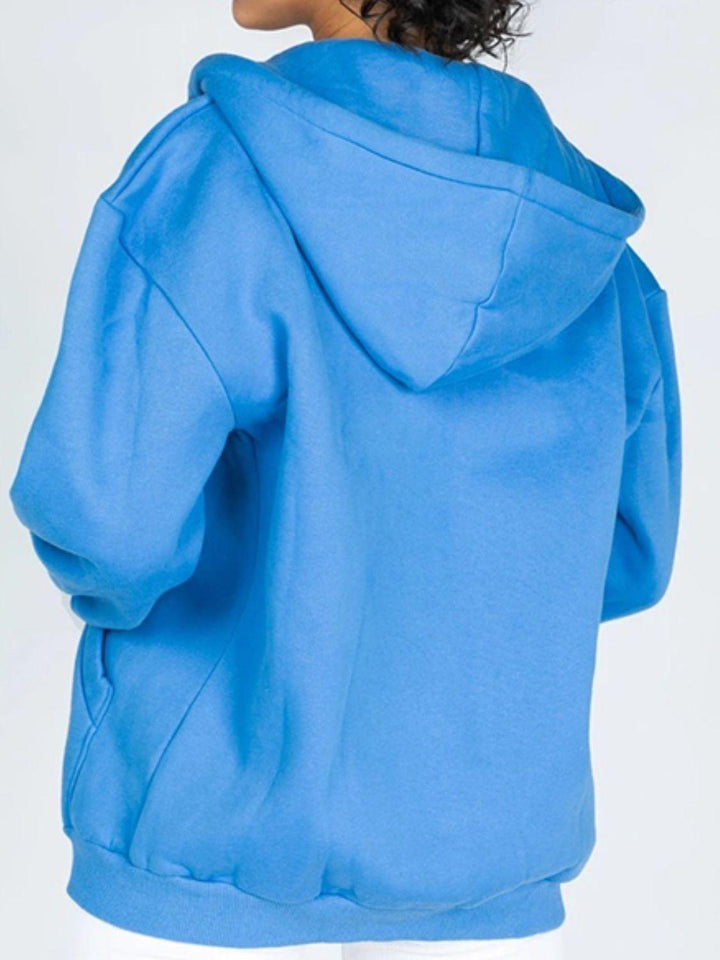 Zip-Up Drawstring Hoodie - Lucianne Boutique