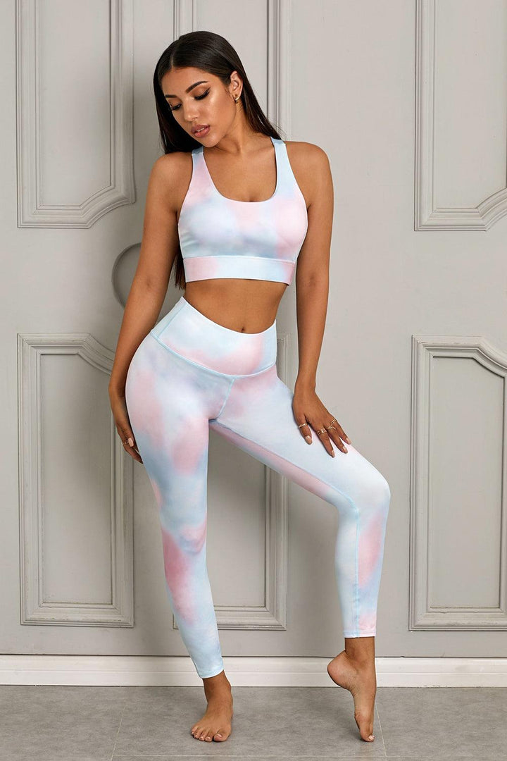 Printed Sports Bra and Leggings Set - Lucianne Boutique