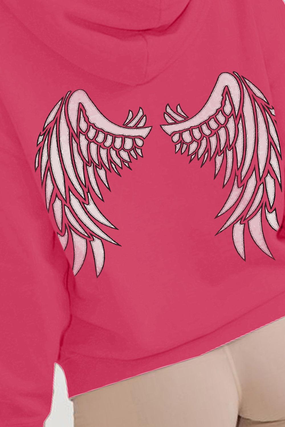 Simply Love Full Size Angel Wings Graphic Hoodie - Lucianne Boutique