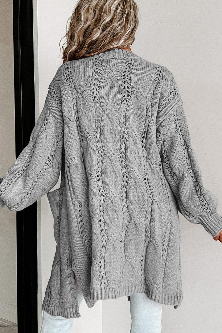 Cable-Knit Dropped Shoulder Cardigan - Lucianne Boutique