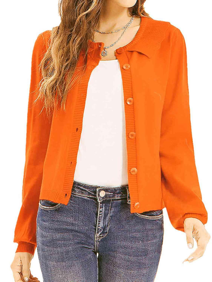 Collared Long Sleeve Button Down Cardigan - Lucianne Boutique