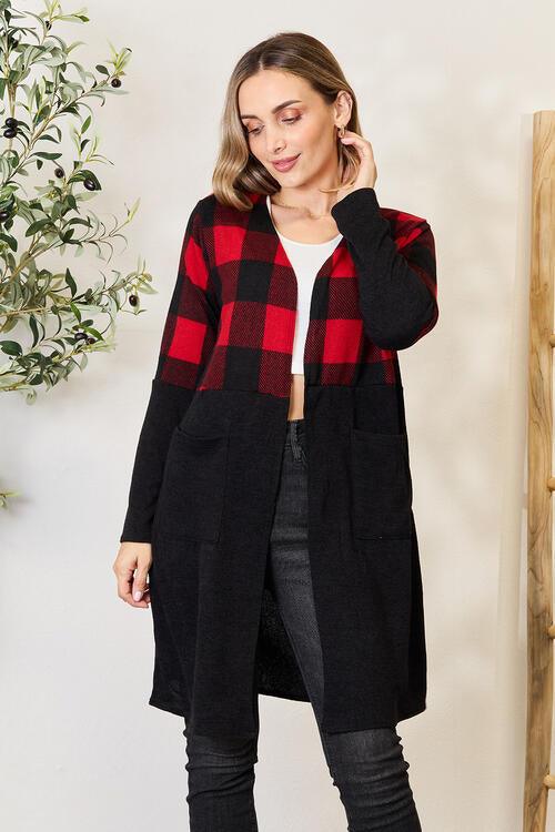 Heimish Full Size Plaid Open Front Cardigan - Lucianne Boutique