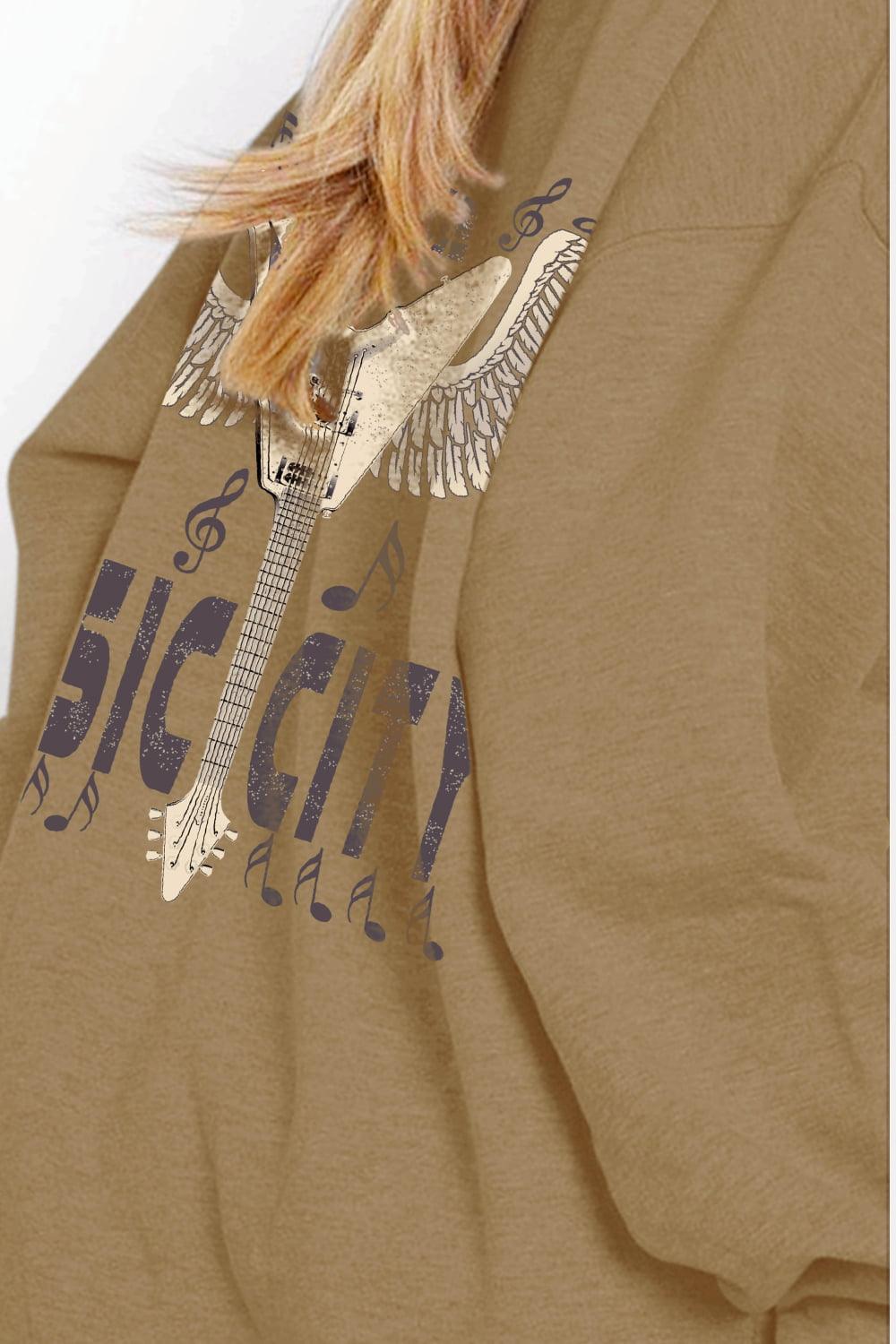 Simply Love Simply Love Full Size Round Neck Dropped Shoulder MUSIC CITY Graphic Sweatshirt - Lucianne Boutique