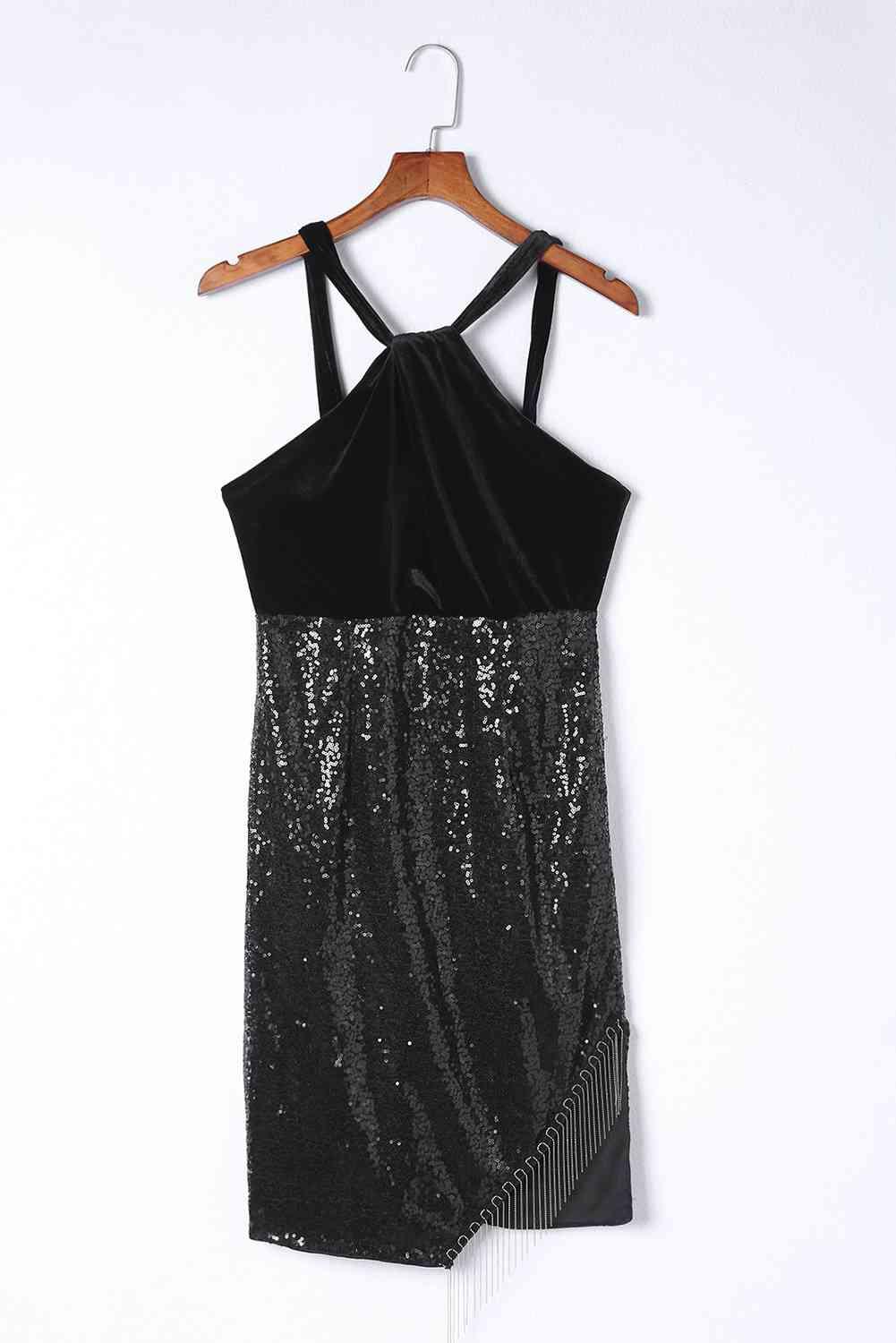 Sequin Fringe Detail Sleeveless Dress - Lucianne Boutique