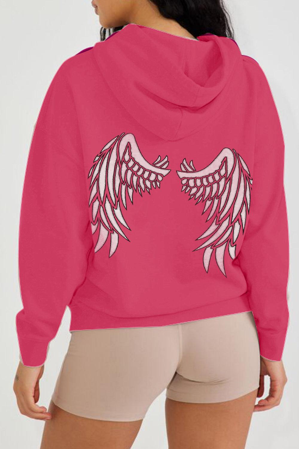 Simply Love Full Size Angel Wings Graphic Hoodie - Lucianne Boutique