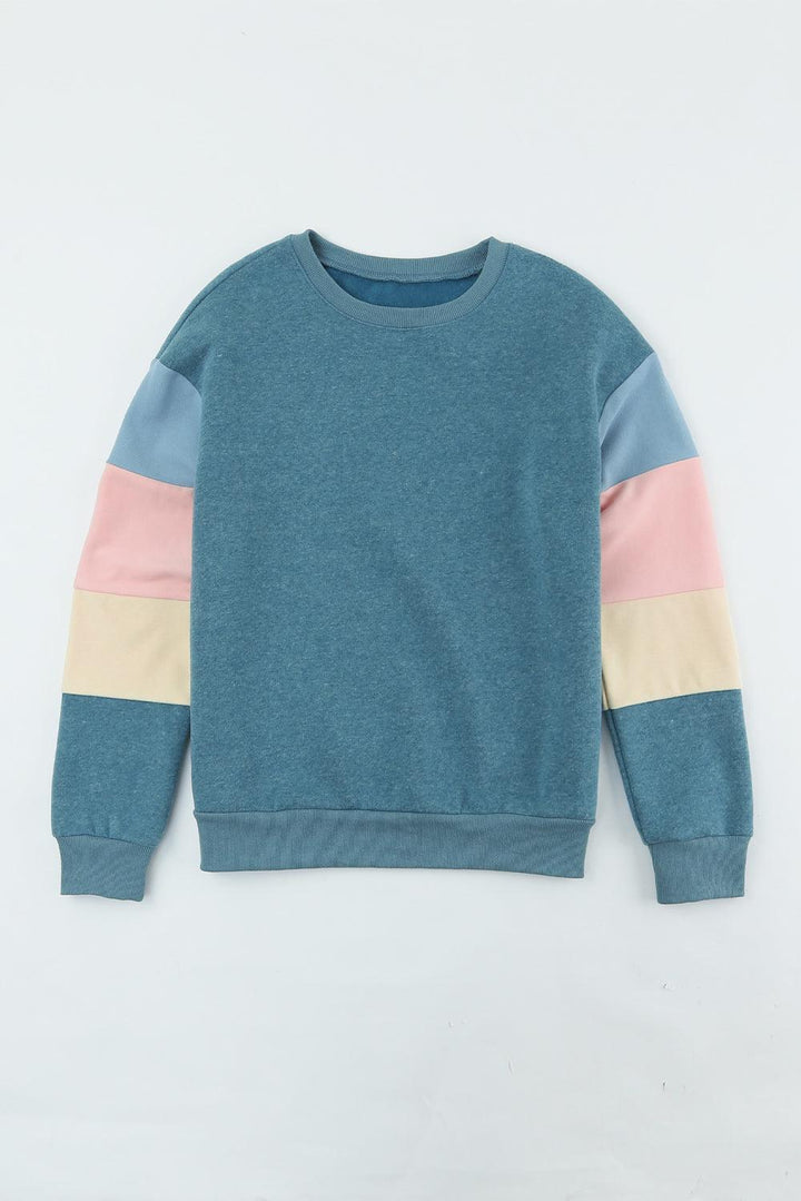 Color Block Ribbed Trim Sweatshirt - Lucianne Boutique