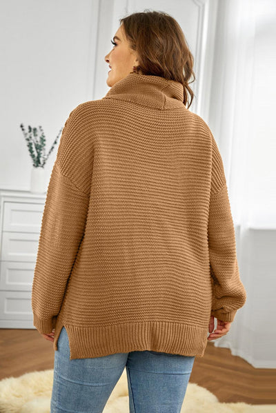 Horizontal Ribbing Turtleneck Sweater - Lucianne Boutique