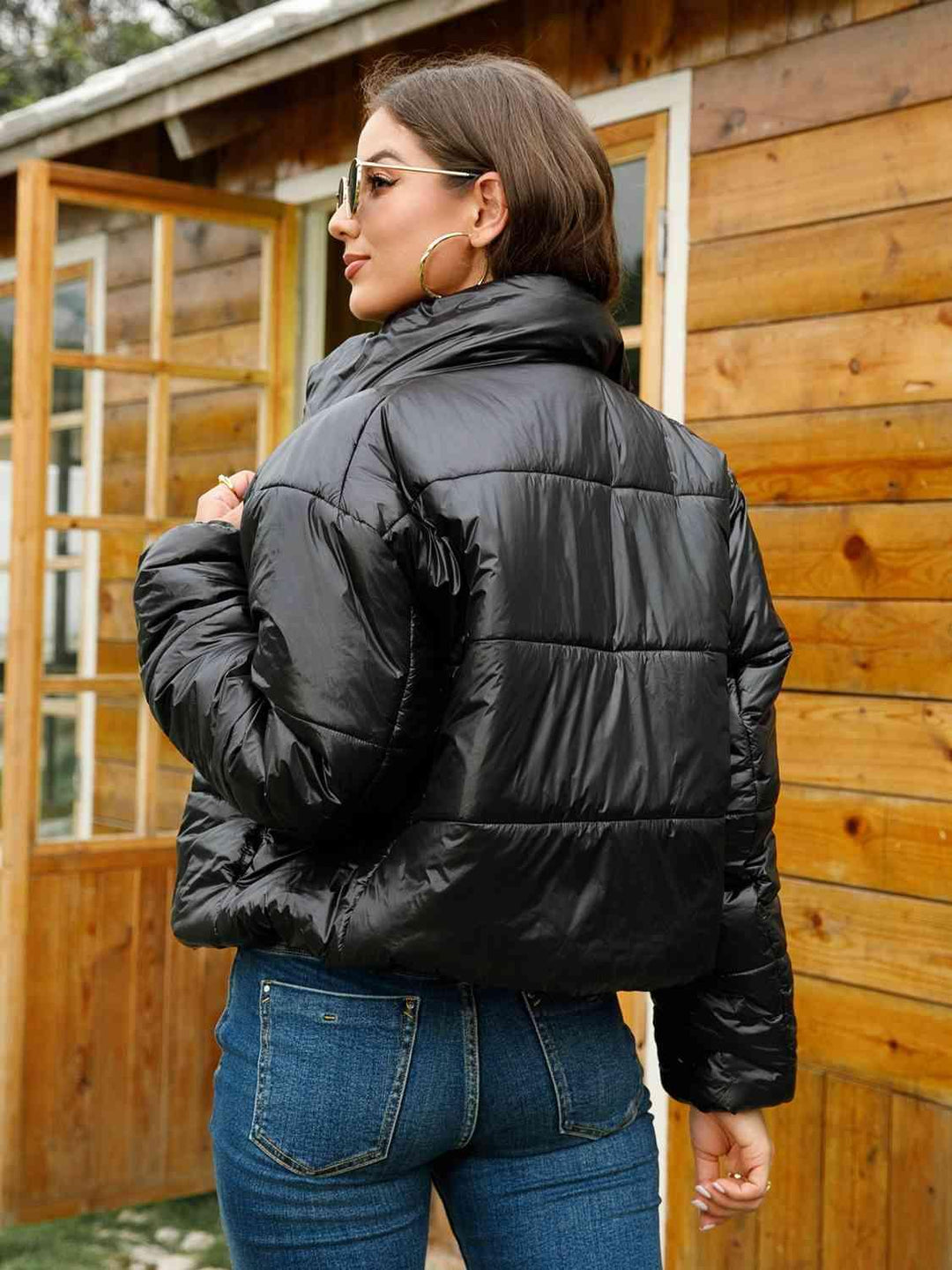 Zip-Up High Neck Puffer Jacket - Lucianne Boutique