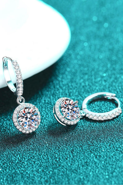 Moissanite Round-Shaped Drop Earrings - Lucianne Boutique