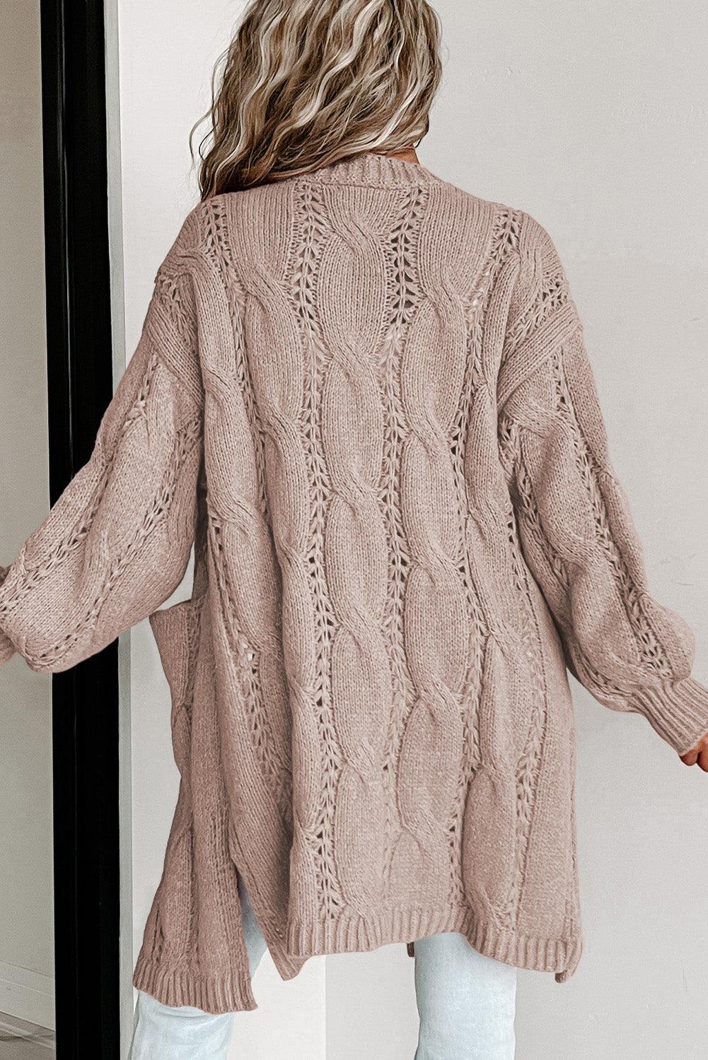 Cable-Knit Dropped Shoulder Cardigan - Lucianne Boutique