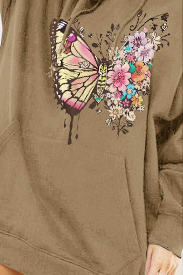 Simply Love Simply Love Full Size Butterfly Graphic Dropped Shoulder Hoodie - Lucianne Boutique