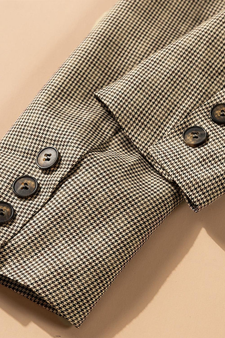 Plaid Lapel Collar Button Cuff Blazer - Lucianne Boutique