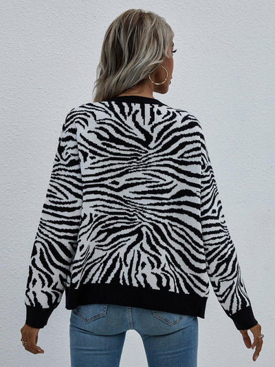 Zebra Print Button Down Cardigan - Lucianne Boutique