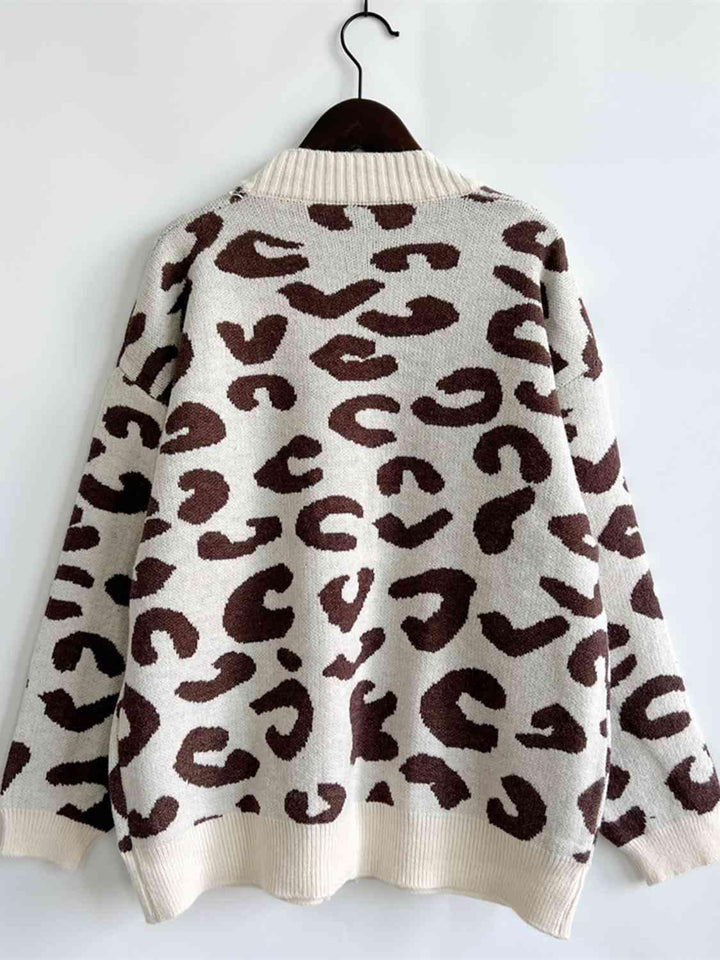 Leopard Button Front Cardigan with Pockets - Lucianne Boutique