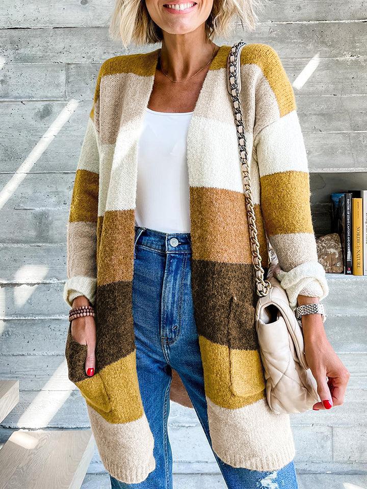 Color Block Dropped Shoulder Cardigan - Lucianne Boutique