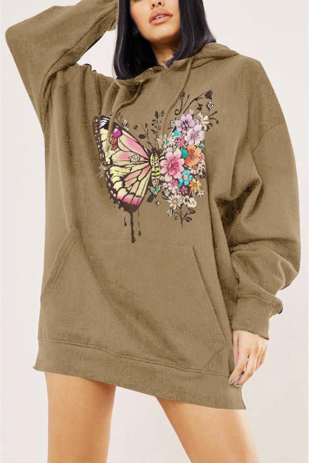 Simply Love Simply Love Full Size Butterfly Graphic Dropped Shoulder Hoodie - Lucianne Boutique