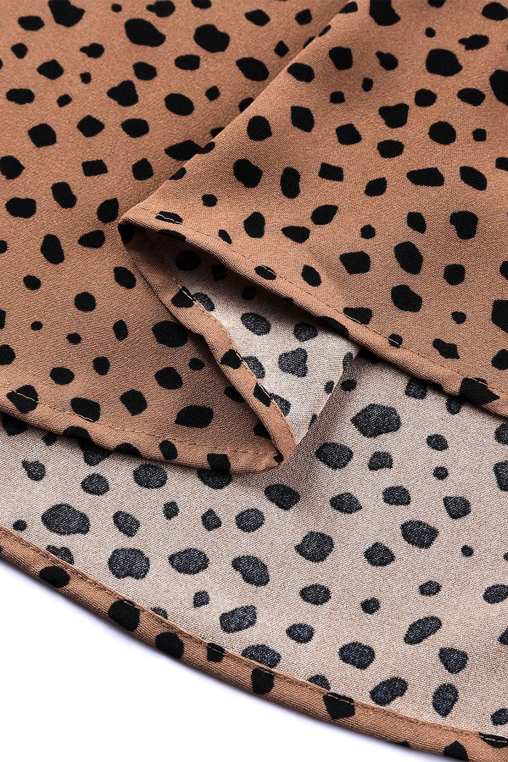 Animal Print Ruffle Collar Flounce Sleeve Blouse - Lucianne Boutique