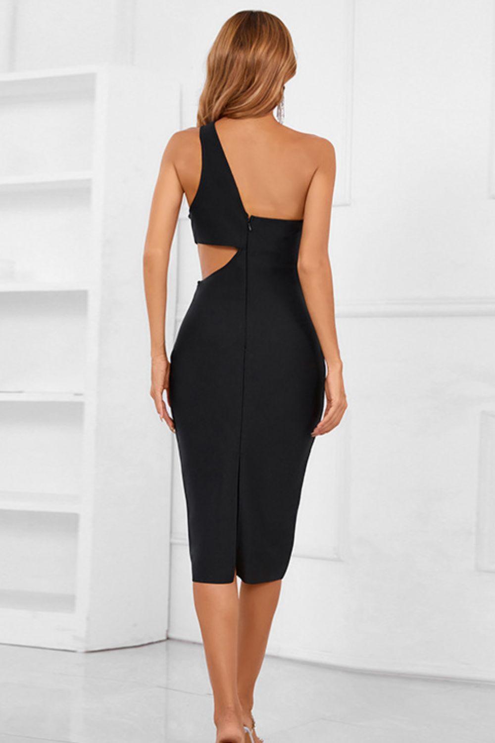 One-Shoulder Cutout Bandage Dress - Lucianne Boutique