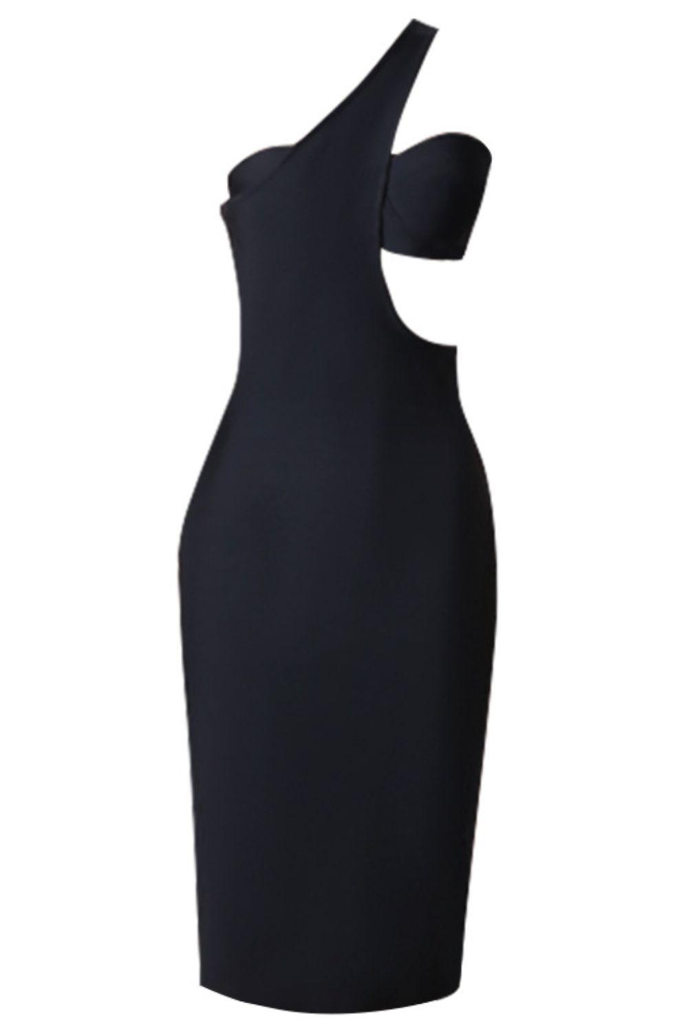 One-Shoulder Cutout Bandage Dress - Lucianne Boutique