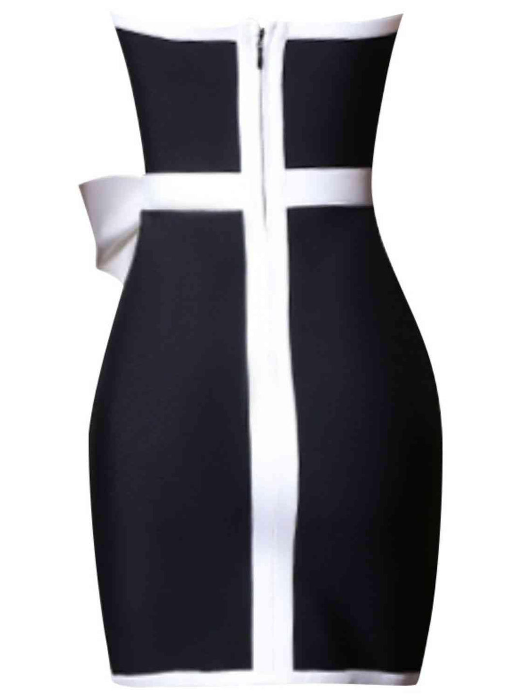 Contrast Strapless Bow Detail Mini Dress - Lucianne Boutique