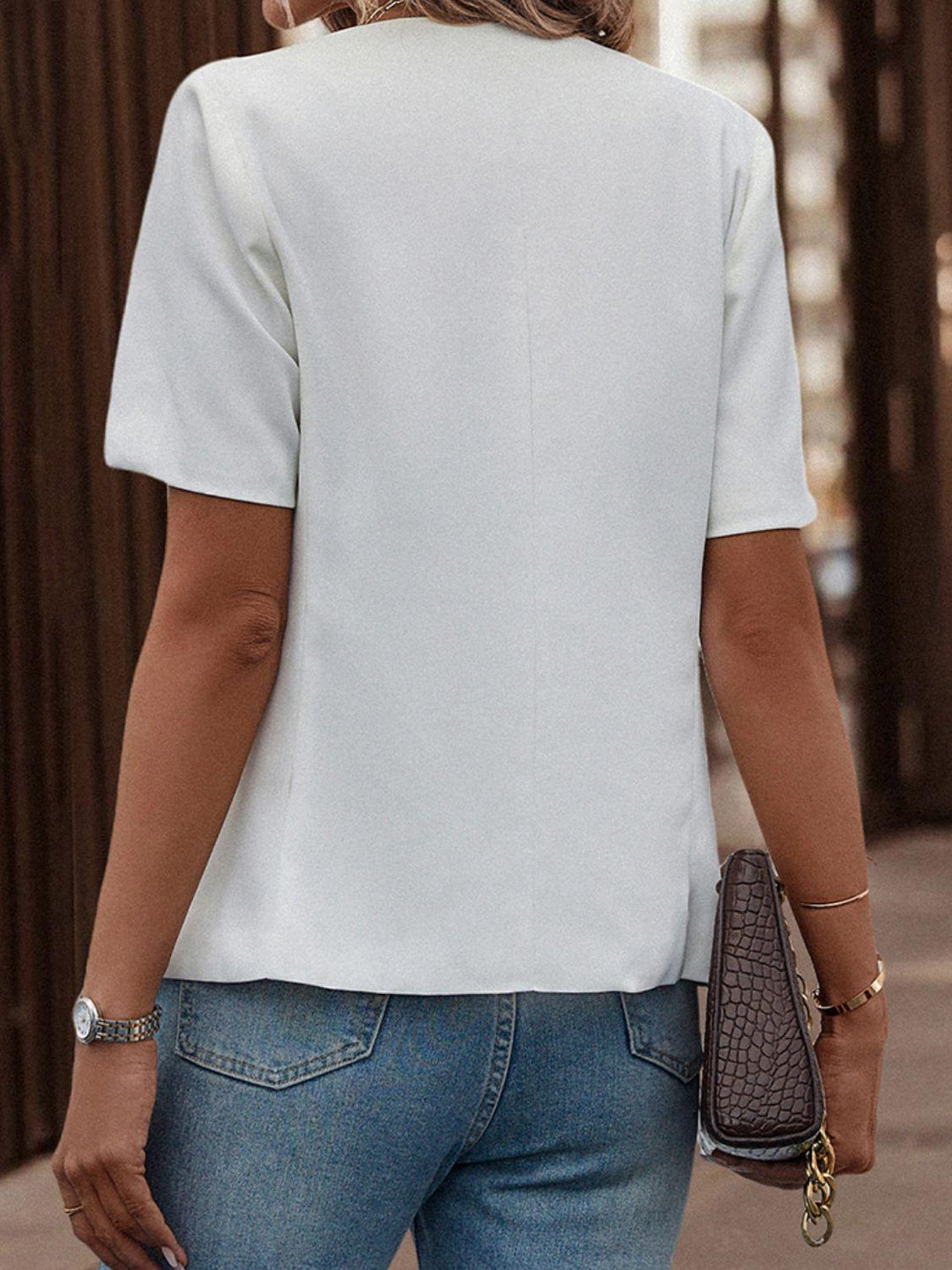 Two-Button Short Sleeve Pocket Blazer - Lucianne Boutique