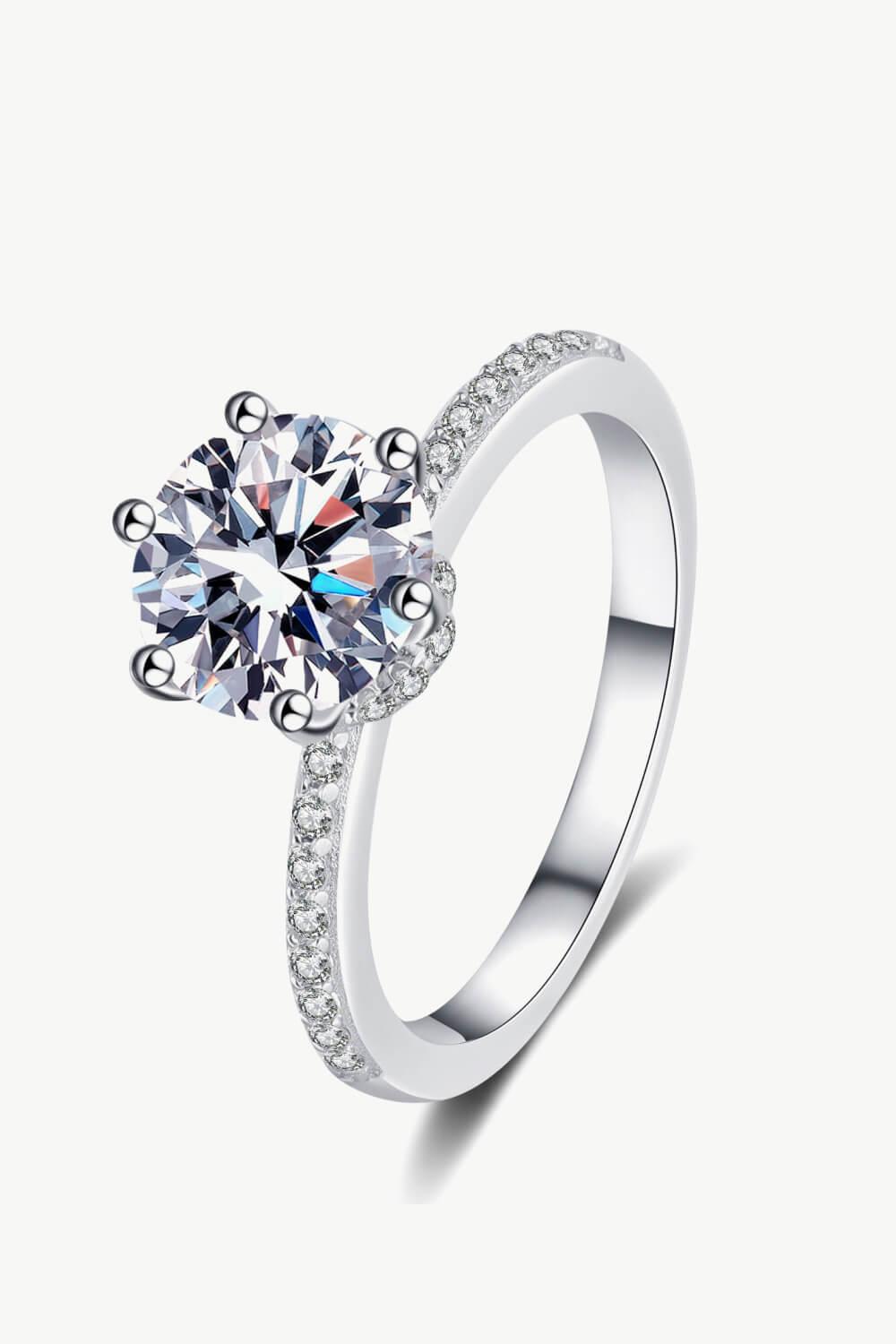 925 Sterling Silver 2 Carat Moissanite Ring - Lucianne Boutique