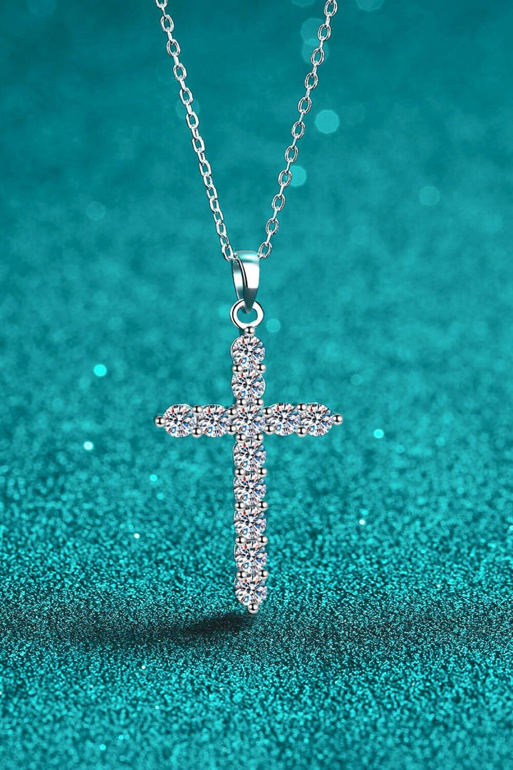 925 Sterling Silver Cross Moissanite Necklace - Lucianne Boutique