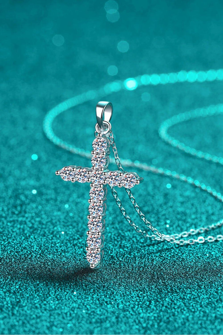 925 Sterling Silver Cross Moissanite Necklace - Lucianne Boutique
