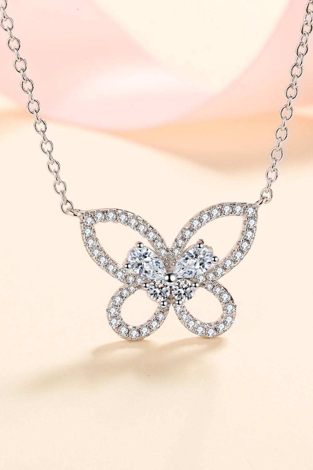 Moissanite Butterfly Pendant Necklace - Lucianne Boutique
